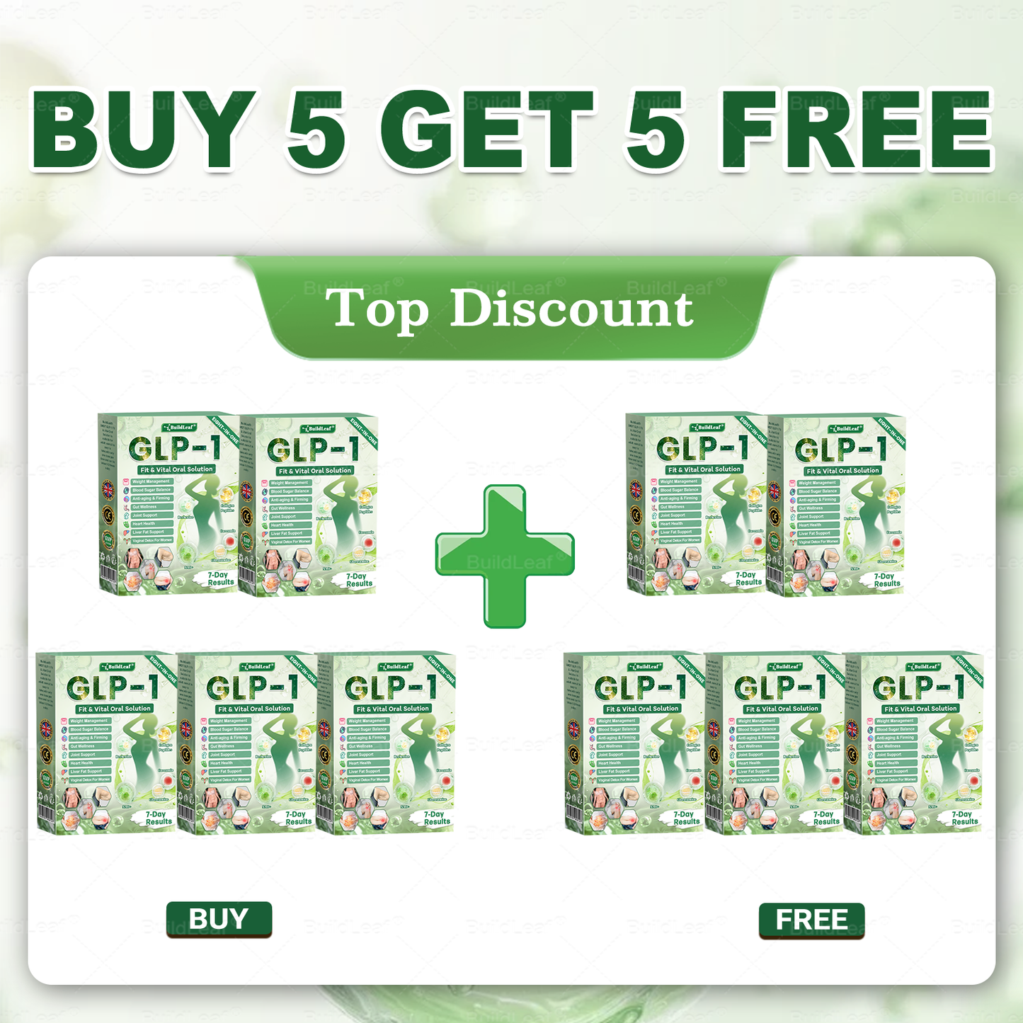🎁 Only 5 boxes left! Extra 45% off 𝐵uil𝗱𝐿ea𝐟® 𝑮𝐋𝑃-1 8-in-1 Oral Liquid! Help you shape your perfect body and stay healthy. Miss it now or you'll have to wait until next year.